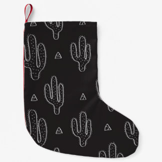 Petite Chaussette De Noël Motif de cactus noir à main