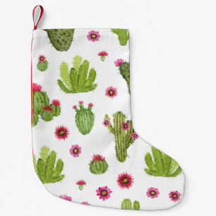 Petite Chaussette De Noël Motif de cactus vert peint à la main