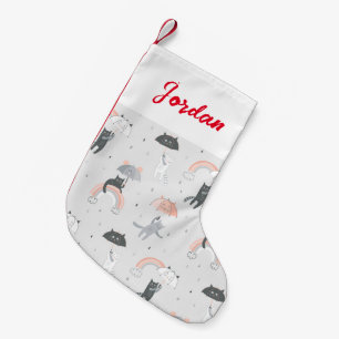 Petite Chaussette De Noël Motif de chats à plume