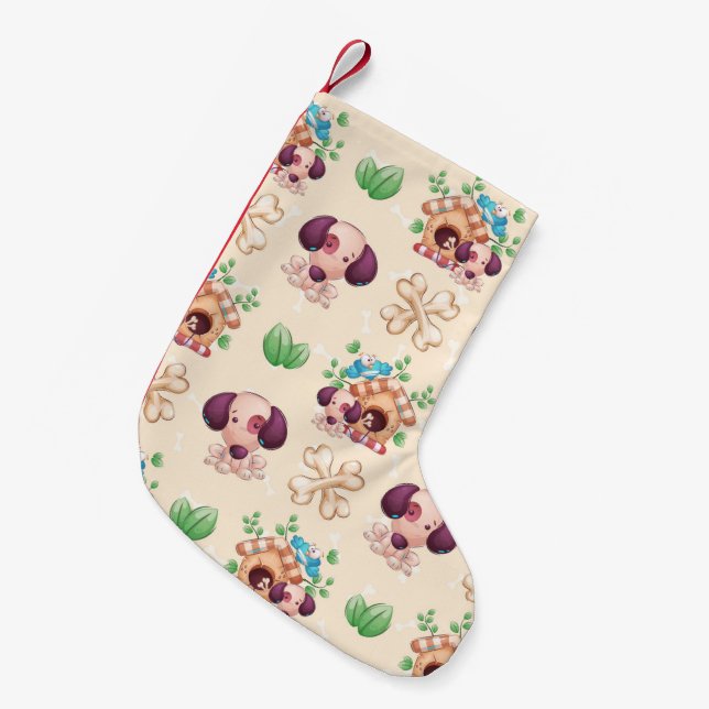 Petite Chaussette De Noël Motif de chien adorable  (Devant (Accrochage))