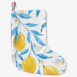 Petite Chaussette De Noël Motif de citrons d'aquarelle à main