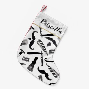 Petite Chaussette De Noël Motif de coiffeur d'aquarelle de rasoir de rasoir