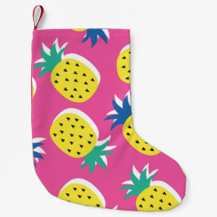 Petite Chaussette De Noël motif de couleurs folles de fruits d'ananas sans