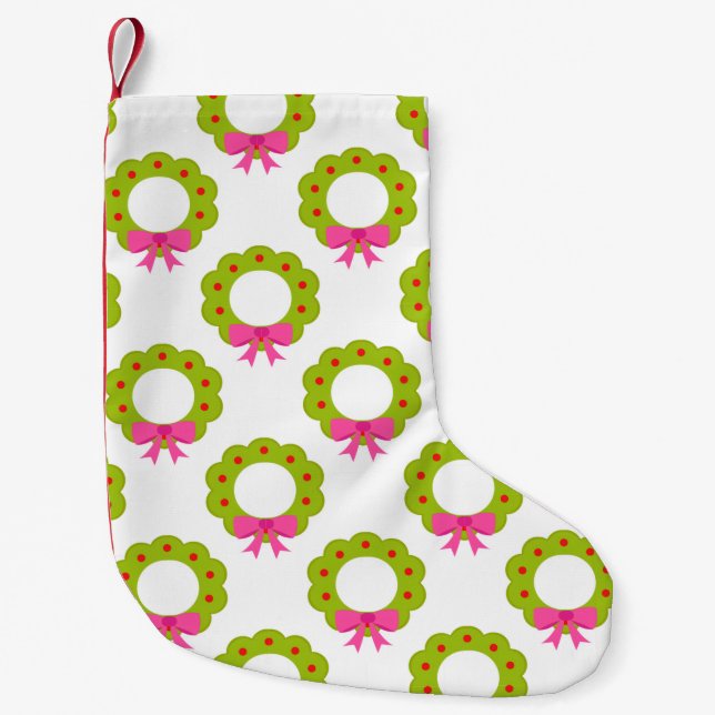 Petite Chaussette De Noël Motif de couronne de Noël - Bow rose Conception de (Devant)
