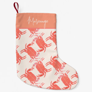 Petite Chaussette De Noël Motif de créature marine plage océan crabe    