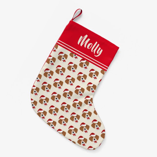 Petite Chaussette De Noël Motif de dessin Beagle - Personnalisé (Devant (Accrochage))
