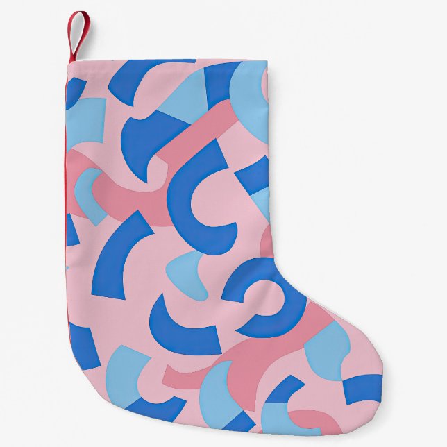 Petite Chaussette De Noël Motif de doodle rose et bleu (Devant)
