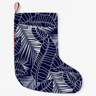 Petite Chaussette De Noël motif de feuille tropicale sur l'arrière - plan b