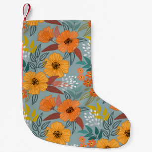 Petite Chaussette De Noël Motif de fleurs à main colorée
