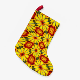 Petite Chaussette De Noël Motif de fleurs d'or