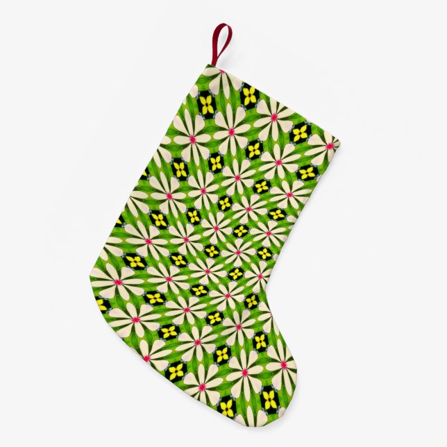 Petite Chaussette De Noël Motif de fleurs esthétiques (Devant (Accrochage))