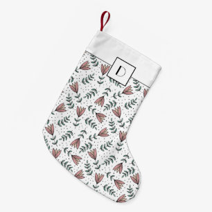 Petite Chaussette De Noël Motif de fleurs florales roses mignonnes avec mono