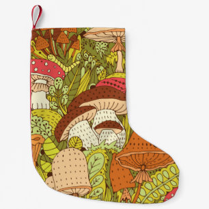 Petite Chaussette De Noël Motif de forêt dessiné à la main avec différents t