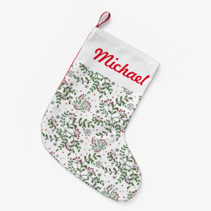 Petite Chaussette De Noël Motif de gui et de flocon de neige