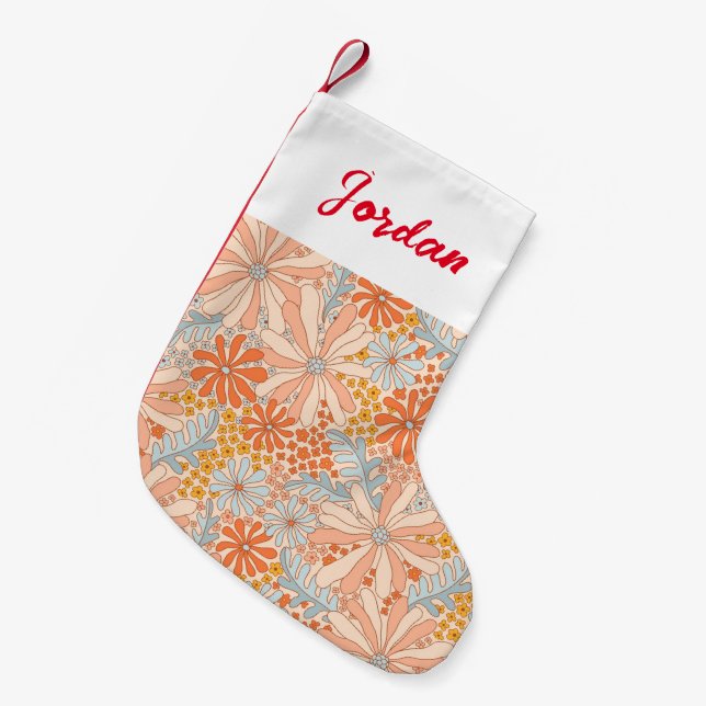 Petite Chaussette De Noël Motif de jardin à fleurs rétro (Devant (Accrochage))