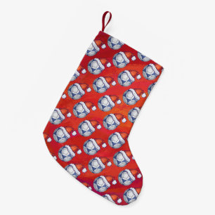 Petite Chaussette De Noël Motif de la balle de soccer en bleu et blanc sur r