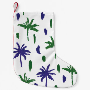 Petite Chaussette De Noël Motif de la marine Blue Green Palm
