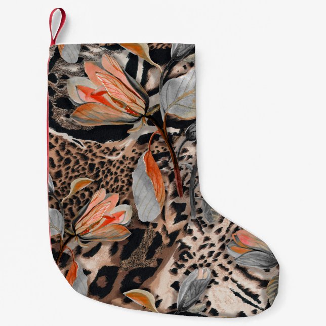 Petite Chaussette De Noël Motif de la peau animale africaine sauvage (Devant)