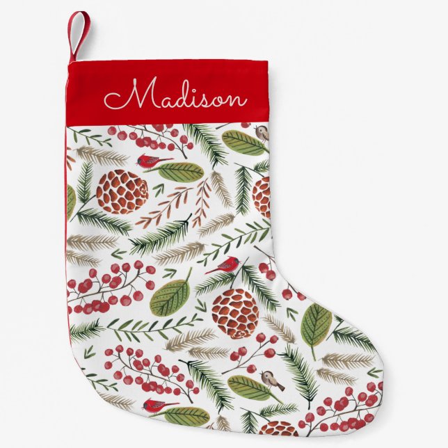 Petite Chaussette De Noël Motif de l'arbre des pins | Vacances | Stockage de (Devant)