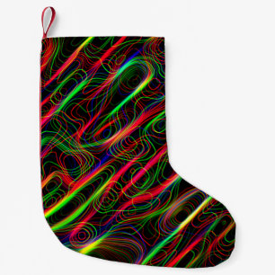 Petite Chaussette De Noël Motif de ligne courbe multicolore Neon -COOL