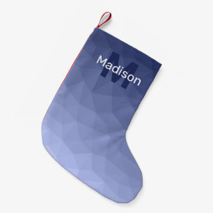 Petite Chaussette De Noël Motif de maillage géométrique gris bleu