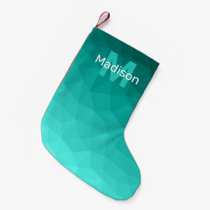 Petite Chaussette De Noël Motif de maillage géométrique turquoise Turquoise