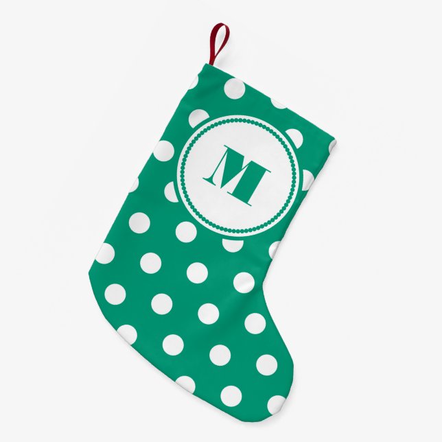 Petite Chaussette De Noël Motif de monogramme vert élégant (Devant (Accrochage))
