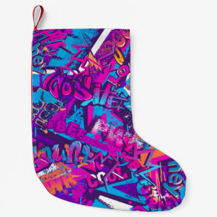 Petite Chaussette De Noël Motif de mots de graffiti sans couture abstrait. R
