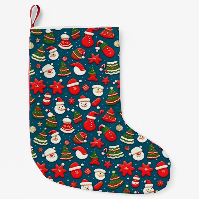 Petite Chaussette De Noël Motif de Noël 4 - Encombrement (Devant)