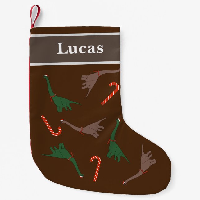 Petite Chaussette De Noël Motif de Noël dinosaure (Devant)