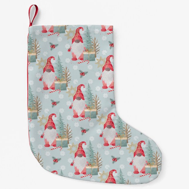 Petite Chaussette De Noël Motif de Noël Gnome (Devant)