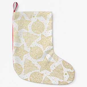 Petite Chaussette De Noël Motif de Noël Gold & White
