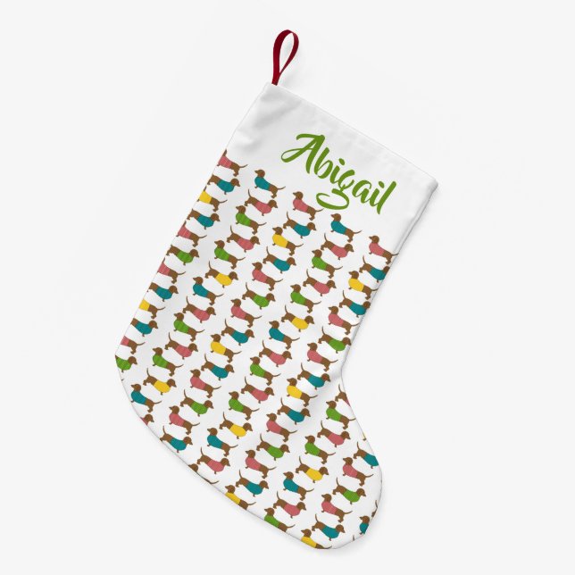 Petite Chaussette De Noël Motif de Noël personnalisé Dachshund (2 côtés) (Devant (Accrochage))