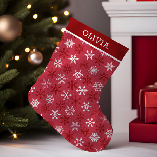 Petite Chaussette De Noël Motif de Noël rouge blanc flocon de neige festif