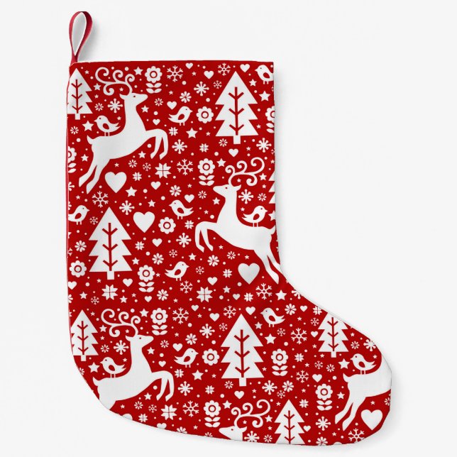 Petite Chaussette De Noël Motif de Noël scandinave (Devant)