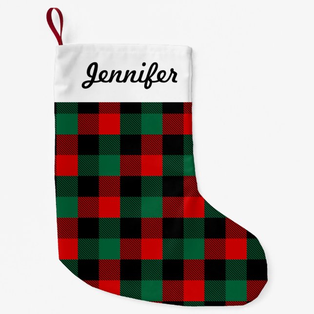 Petite Chaussette De Noël Motif de Noël vert rouge moderne (Devant)