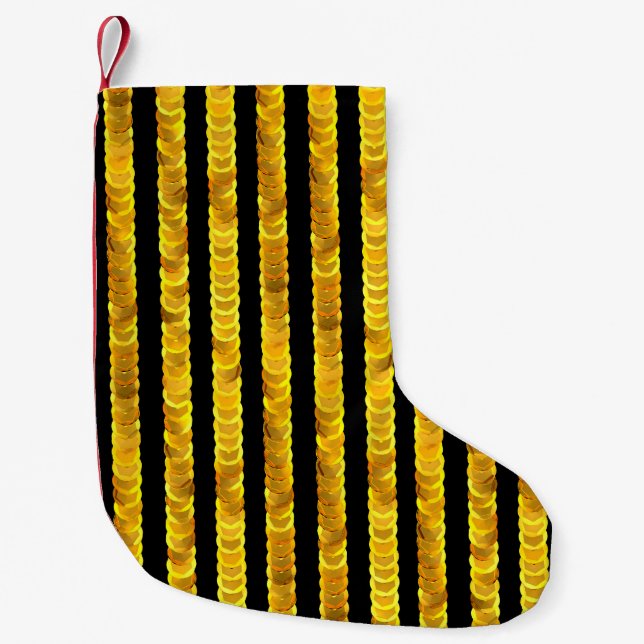 Petite Chaussette De Noël Motif de paillettes d'or (Devant)