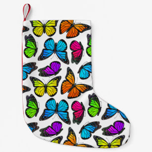 Petite Chaussette De Noël Motif de papillon de monarque d'arc-en-ciel
