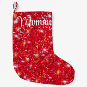 Petite Chaussette De Noël Motif de parties scintillant rouge étincelant