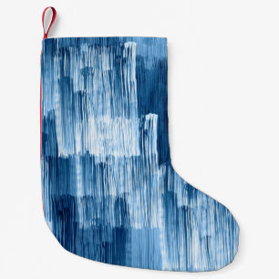 Petite Chaussette De Noël Motif de peinture Abstrait bleu