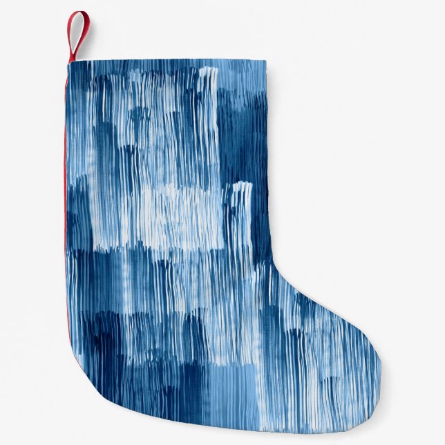 Petite Chaussette De Noël Motif de peinture Abstrait bleu (Devant)