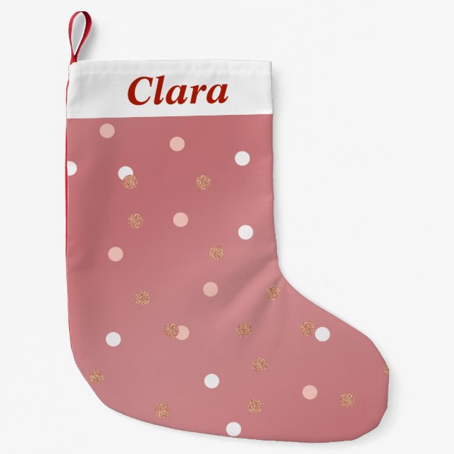 Petite Chaussette De Noël motif de pois rose élégant de rose de parties (Devant)