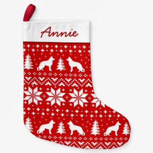 Petite Chaussette De Noël Motif de silhouettes de chien de berger allemand