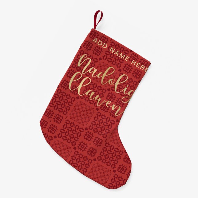 Petite Chaussette De Noël Motif de tapisserie galloise, Couverture de carref (Devant (Accrochage))
