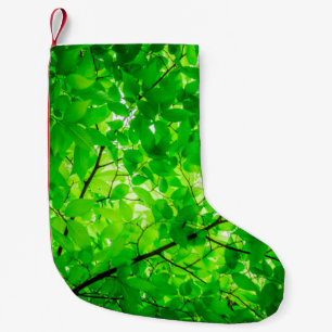 Petite Chaussette De Noël Motif de texture de brindille de la feuille d'arbr
