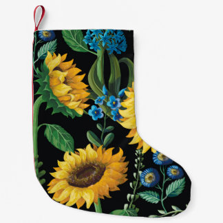 Petite Chaussette De Noël Motif de tournesol Arrière - plan noir