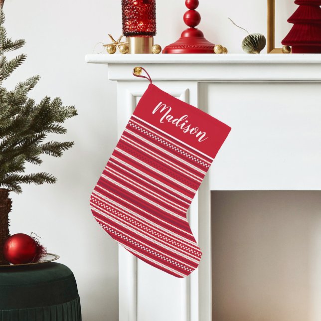 Petite Chaussette De Noël Motif de tricot à transpirateur rouge et blanc (Créateur téléchargé)