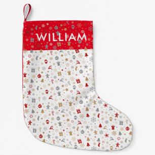 Petite Chaussette De Noël Motif de vacances de nom personnalisé