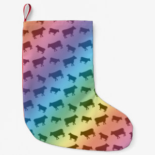 Petite Chaussette De Noël Motif de vache arc-en-ciel