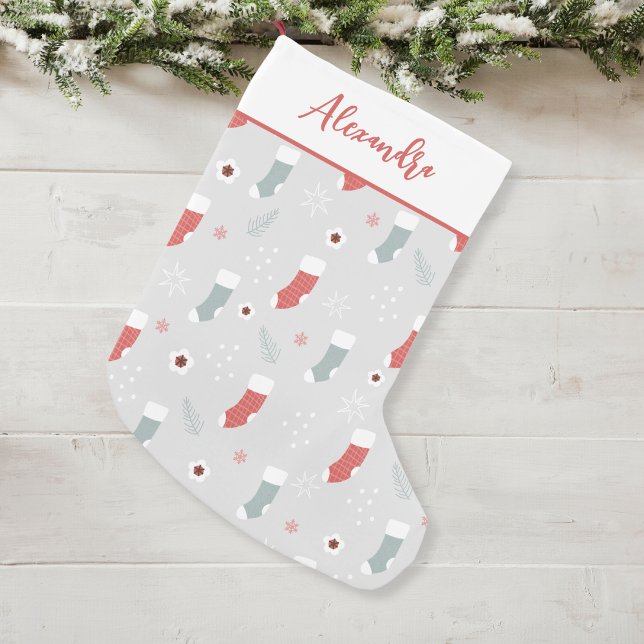 Petite Chaussette De Noël Motif de veille de Noël Personnalisé Nom Stocking (Click "Personalize this Template" to easily add a name to this cute Christmas stocking.)